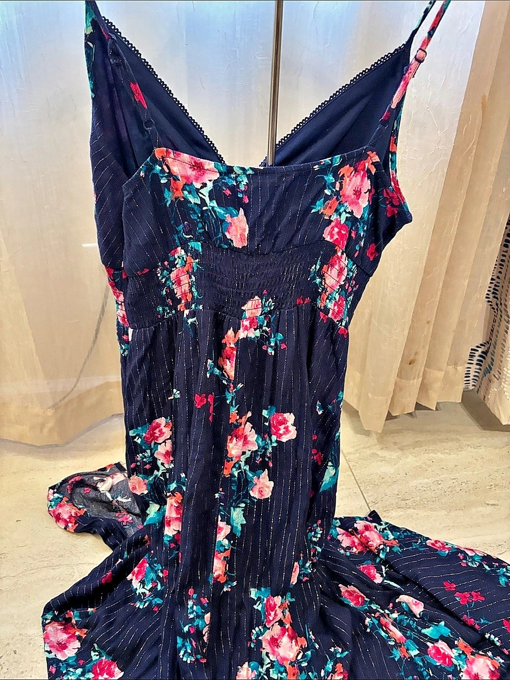 Mimi Chica Floral Maxi Dress in Black & Pink Size Small